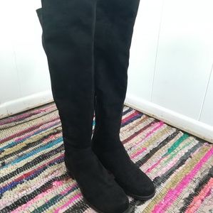 Over the knee black suede boots